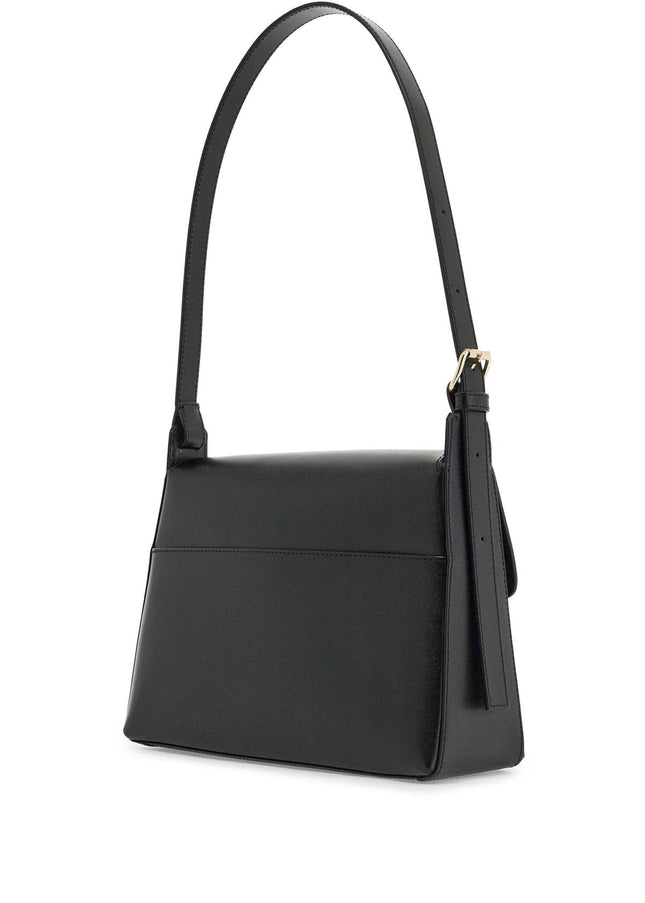 A.P.C. minimalist black leather women's bag with shoulder strap and flap closure