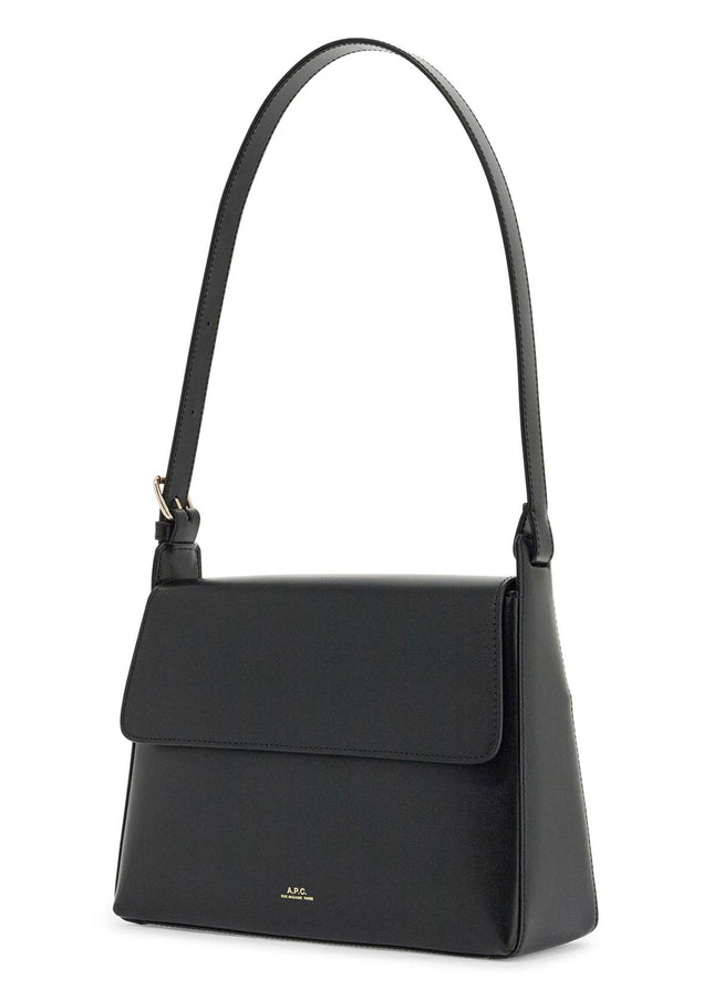 A.P.C. minimalist black leather women's bag with shoulder strap and flap closure