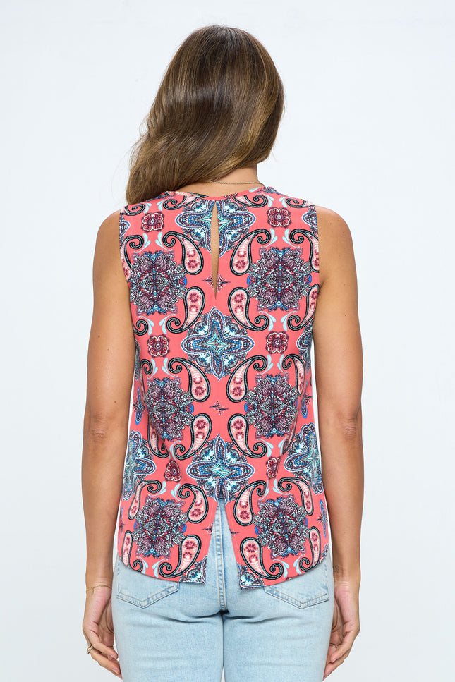 Paisley Print Sleeveless Top-3