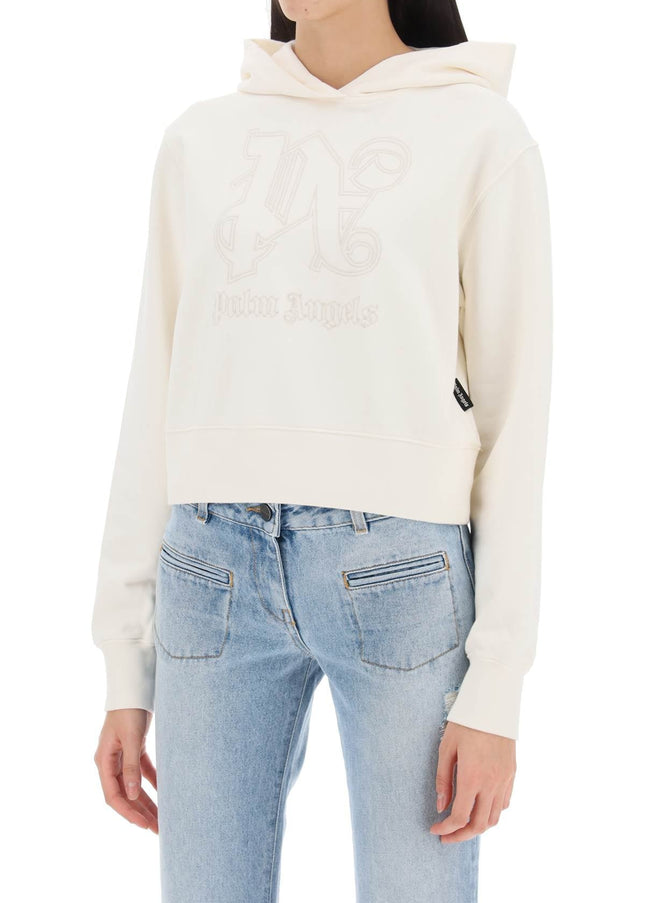 Palm Angels cropped hoodie with monogram embroidery