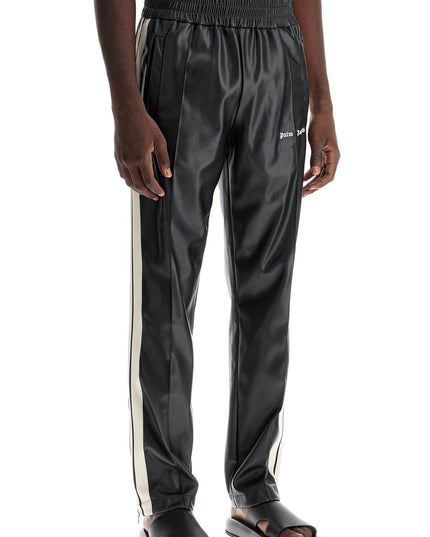 Palm Angels faux leather joggers with side stripes