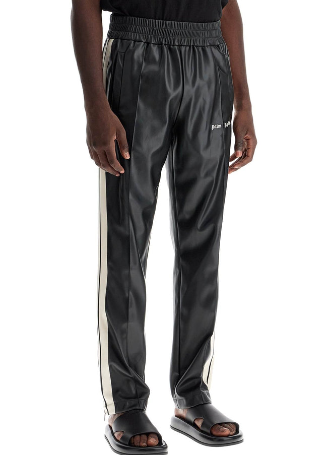 Palm Angels faux leather joggers with side stripes