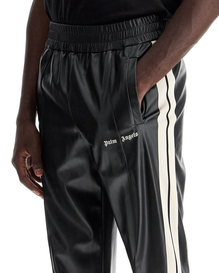 Palm Angels faux leather joggers with side stripes