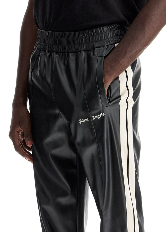 Palm Angels faux leather joggers with side stripes