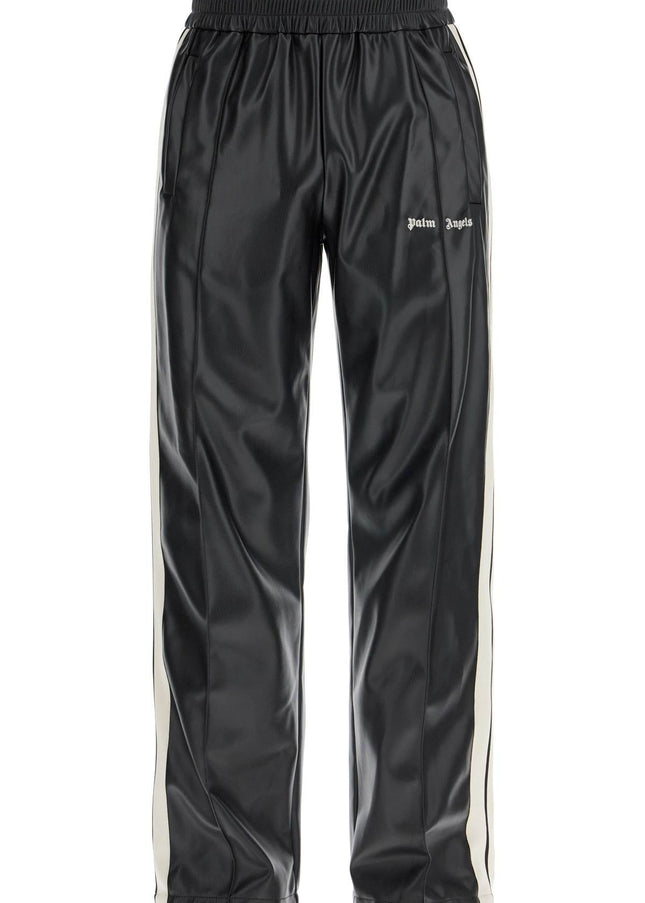 Palm Angels faux leather joggers with side stripes