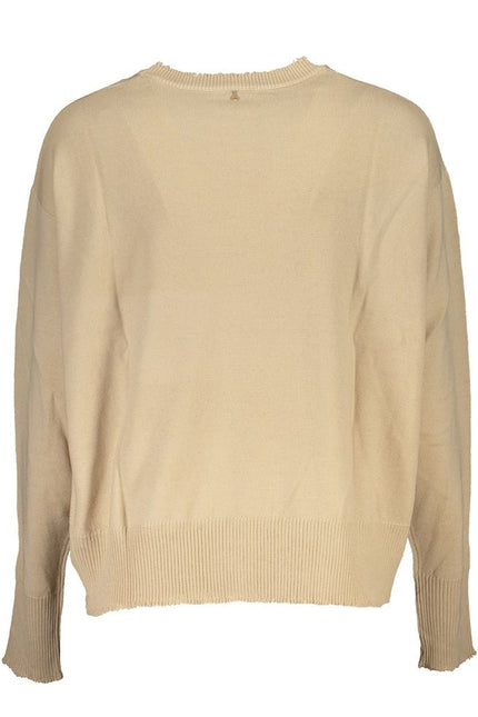 Patrizia Pepe Chic Beige Crew Neck Sweater with Contrast Details