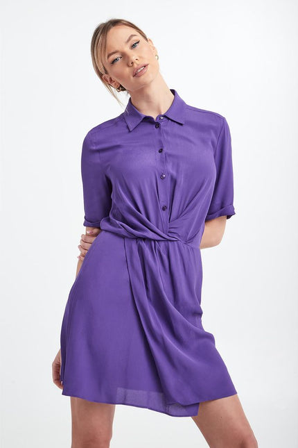 Patrizia Pepe Chic Purple Flared Short Sleeve Shirtdress