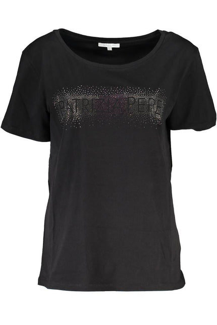 Patrizia Pepe Chic Short Sleeve Wide Neck Tee with Contrast Details