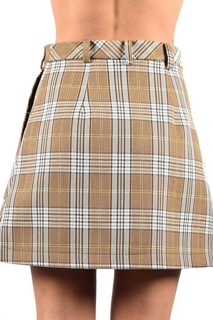 Patrizia Pepe Chic Tartan Cotton Blend Mini Skirt