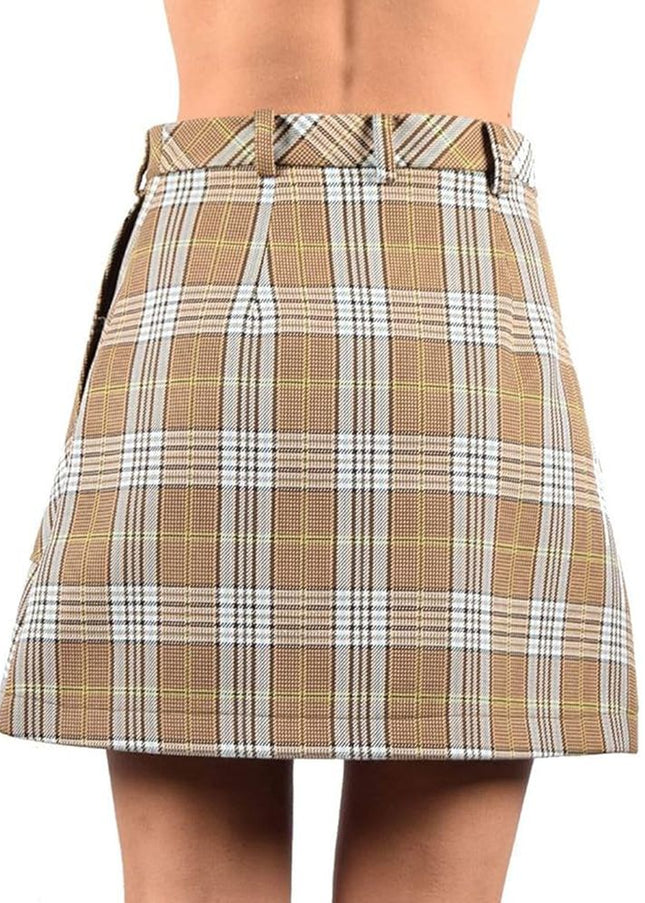 Patrizia Pepe Chic Tartan Cotton Blend Mini Skirt