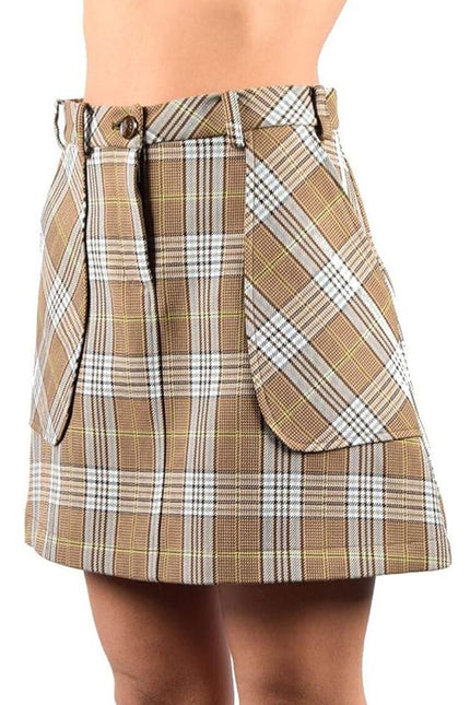 Patrizia Pepe Chic Tartan Cotton Blend Mini Skirt