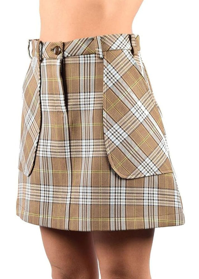 Patrizia Pepe Chic Tartan Cotton Blend Mini Skirt