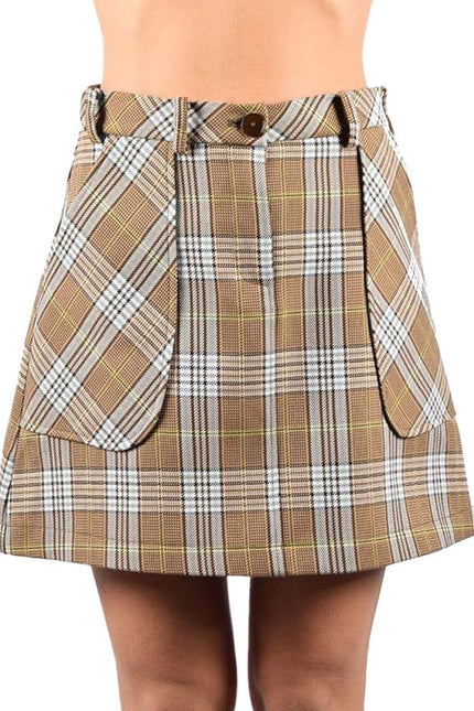 Patrizia Pepe Chic Tartan Cotton Blend Mini Skirt