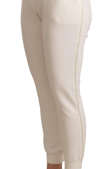 Patrizia Pepe Chic White Mid Waist Jogger Pants