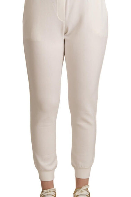 Patrizia Pepe Chic White Mid Waist Jogger Pants