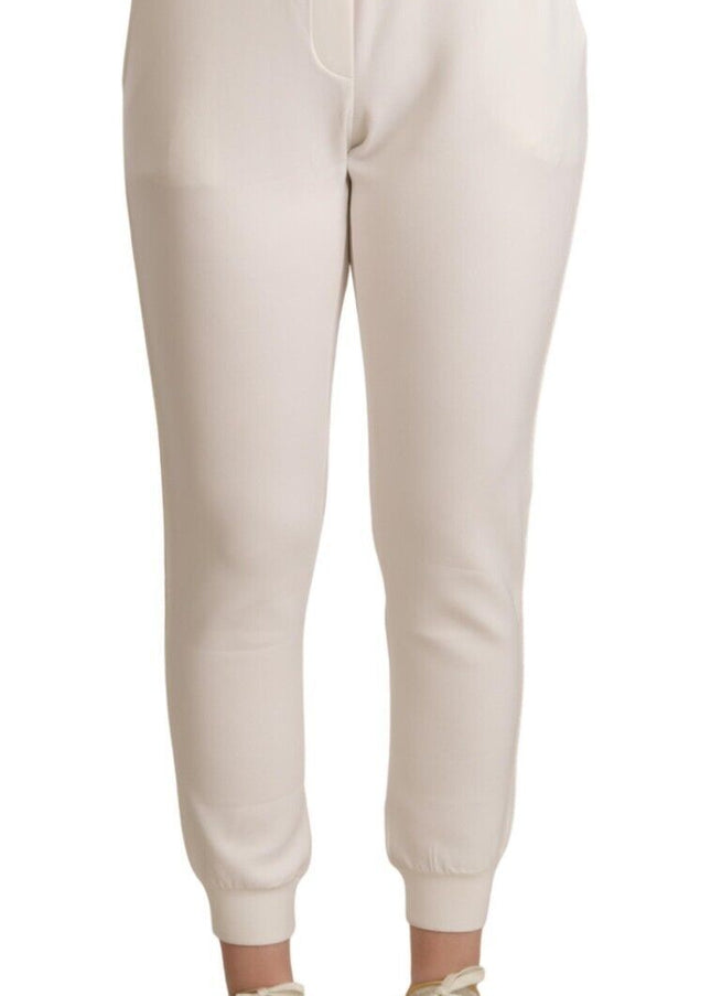 Patrizia Pepe Chic White Mid Waist Jogger Pants