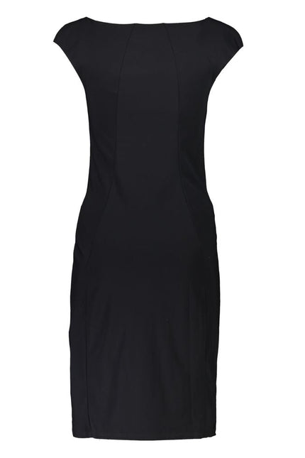 Patrizia Pepe Elegant Black Boat Neck Dress with Wide Straps