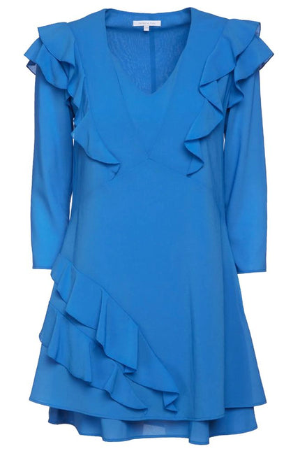 Patrizia Pepe Elegant Light Blue Ruffled Mini Dress