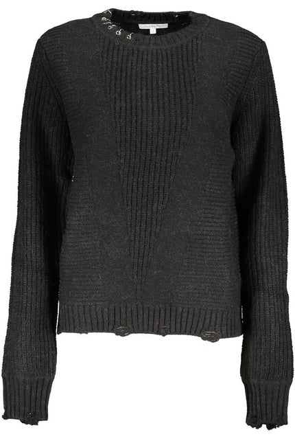 Patrizia Pepe Elegant Long-Sleeved Crew Neck Sweater with Logo