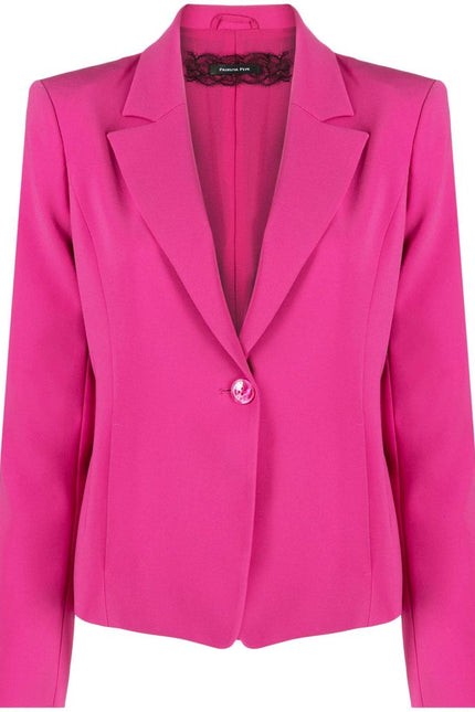 Patrizia Pepe Fuchsia One-Button Stretchy Chic Blazer