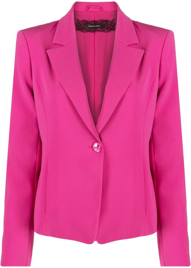 Patrizia Pepe Fuchsia One-Button Stretchy Chic Blazer