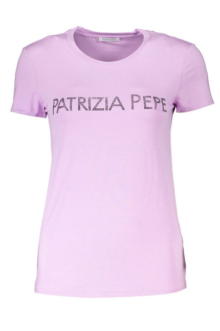 Patrizia Pepe Purple Rhinestone Crew Neck Tee