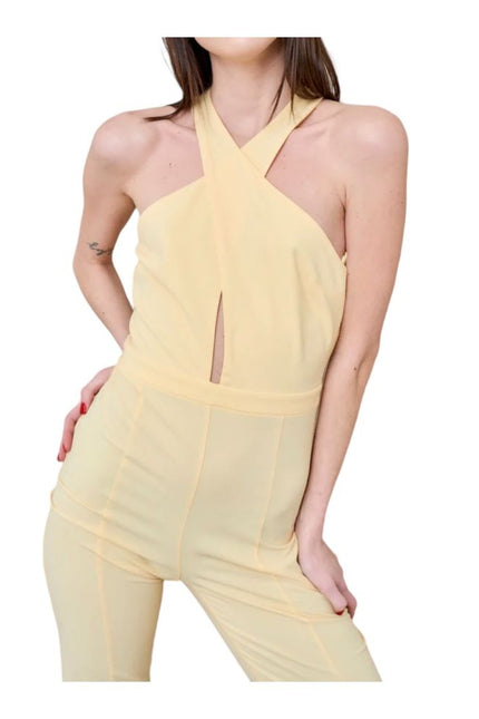 Patrizia Pepe Radiant Canary Yellow Stretch Jumpsuit Dress