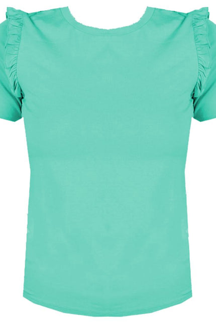 Patrizia Pepe Ruffled Shoulder Crew-neck Chic Top