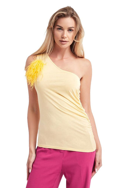 Patrizia Pepe Sunny Feather-Adorned Cotton Top