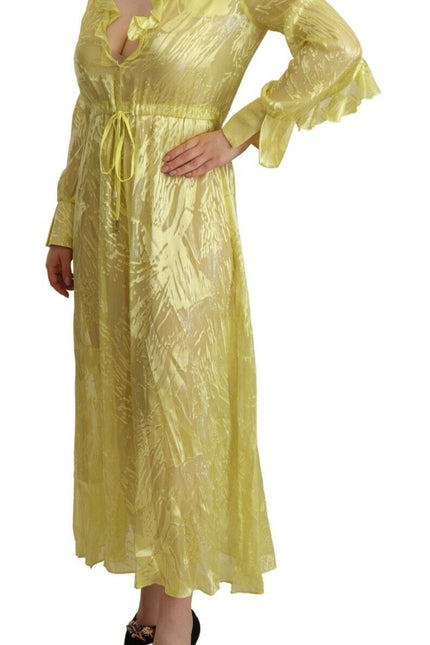 Patrizia Pepe Sunshine Silk Blend Maxi Dress - Long Sleeves & Plunge