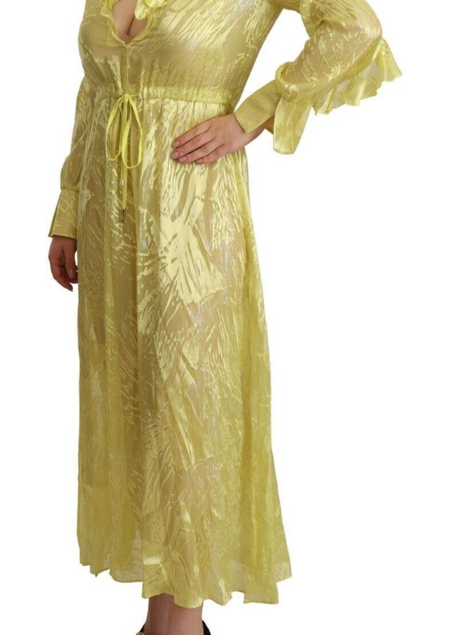 Patrizia Pepe Sunshine Silk Blend Maxi Dress - Long Sleeves & Plunge