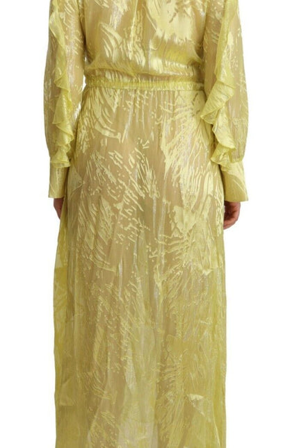 Patrizia Pepe Sunshine Silk Blend Maxi Dress - Long Sleeves & Plunge