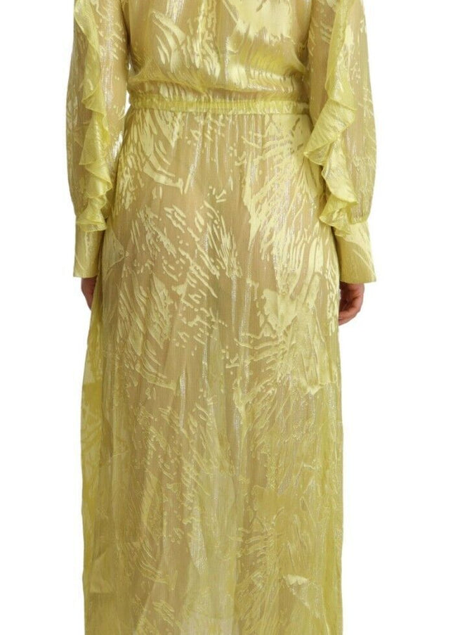 Patrizia Pepe Sunshine Silk Blend Maxi Dress - Long Sleeves & Plunge