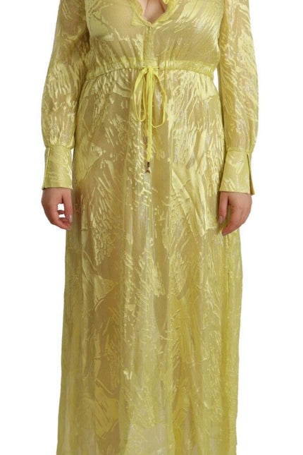 Patrizia Pepe Sunshine Silk Blend Maxi Dress - Long Sleeves & Plunge