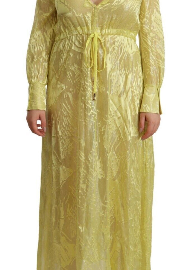 Patrizia Pepe Sunshine Silk Blend Maxi Dress - Long Sleeves & Plunge