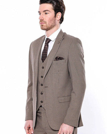 Patterned Slim Fit Light Brown Men Blazer