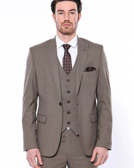 Patterned Slim Fit Light Brown Men Blazer