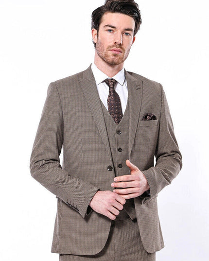 Patterned Slim Fit Light Brown Men Blazer