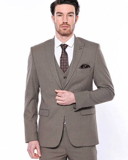 Patterned Slim Fit Light Brown Men Blazer