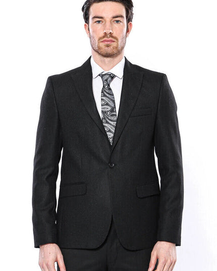 Peak Lapel Black Blazer - Wessi