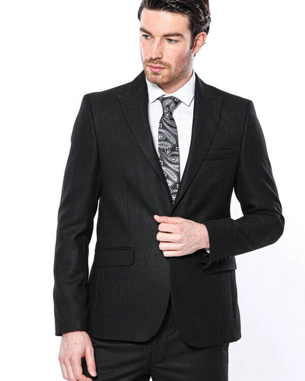 Peak Lapel Black Blazer - Wessi