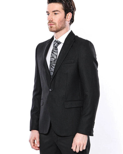 Peak Lapel Black Blazer - Wessi