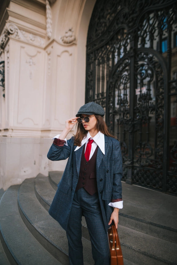 Peaky Plaid Jacket Navy/Grey/Bordeaux