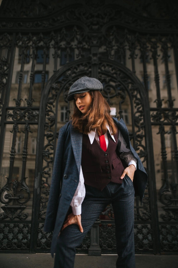 Peaky Plaid Jacket Navy/Grey/Bordeaux