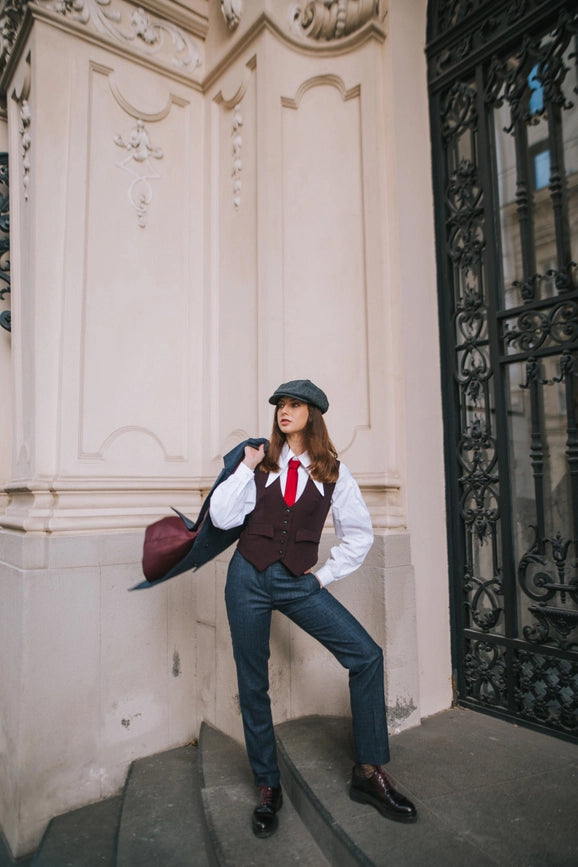 Peaky Plaid Jacket Navy/Grey/Bordeaux