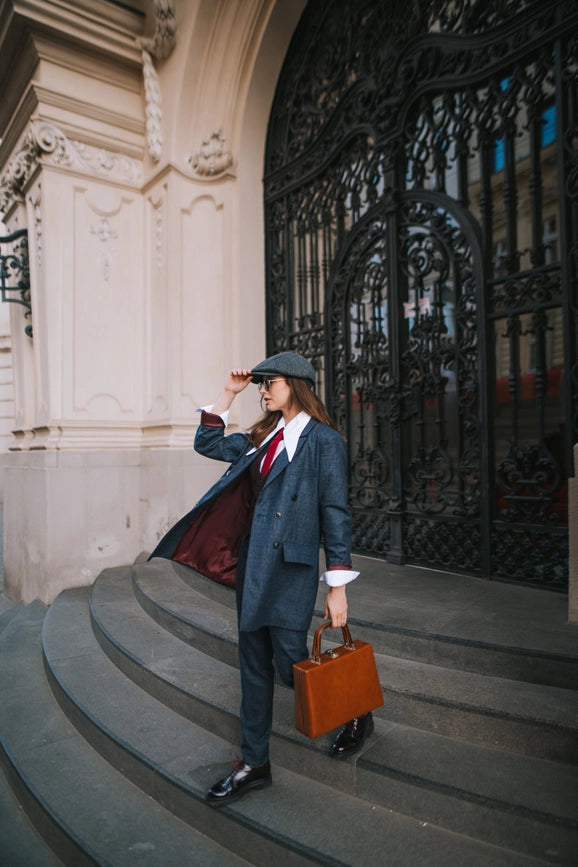 Peaky Plaid Jacket Navy/Grey/Bordeaux