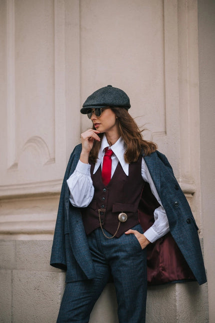 Peaky Plaid Jacket Navy/Grey/Bordeaux