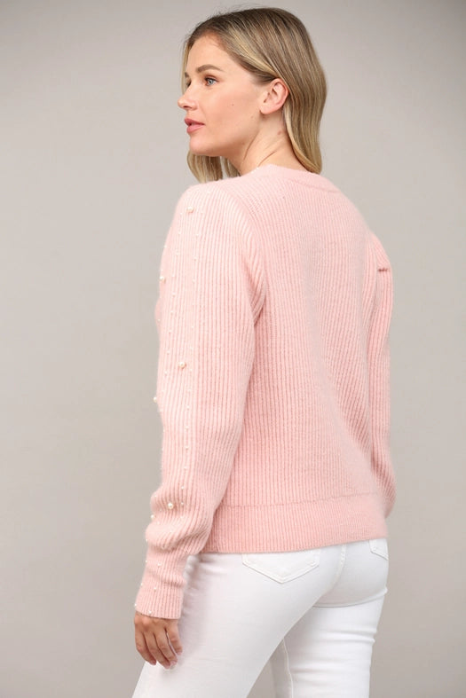 Pearl Embellished Puff Sleeve Sweater