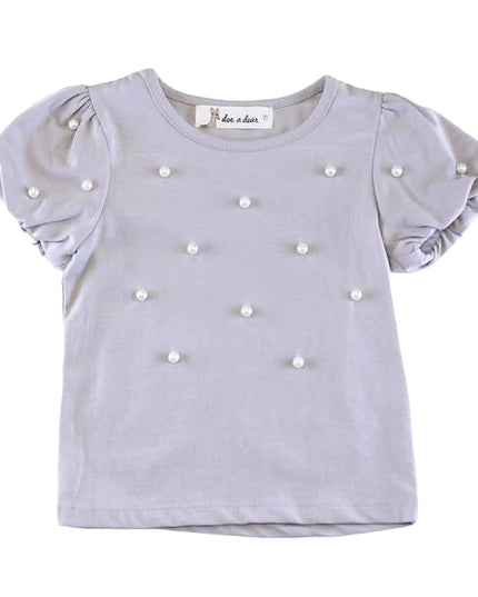 Pearl Embellished Tee Grey