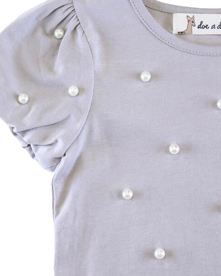 Pearl Embellished Tee Grey